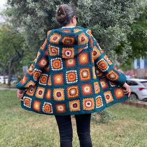 Crochet Cardigan, Woman Sweater, Womens Coat, Winter Chunky knit Cardigan, Afghan Pattern Cardigan. Boho Style Sweater, Design Sweater