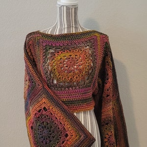 Halter, crop top, crochet, boho, hippie, bohemian, fairycore, patchwork, mori, cottagecore, shrug, handmade, beach wear, festival wear