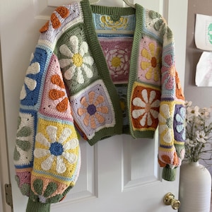 Mystery Retro Daisy Granny Square Cardigan Crochet Pattern